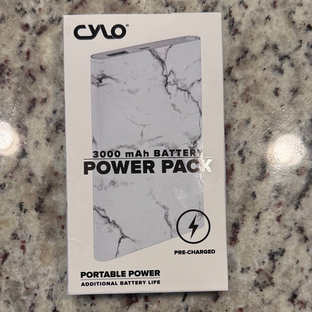 CYLO White Marble Power Pack 3000 mAh Battery Charger